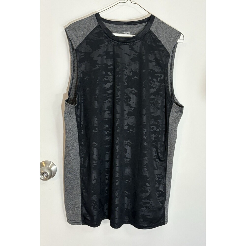 Mens Large BCG Black & Gray Camo Muscle T-Shirt, Active Tee